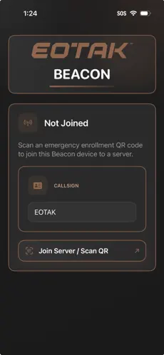 EOTAK Beacon waiting for an emergency enrollment QR code